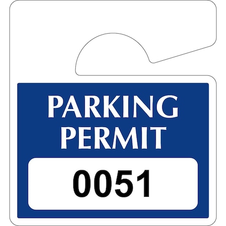 Lustre-Cal Laminated Hanging Parking Permit Dark Blue 3in x 2.75in 30mil Plastic Serialized 001-050, 50PK 253813301Bd0001